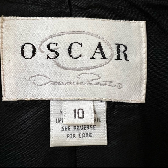 Oscar By Oscar De La Renta 100% Wool Black Skirt Suit Jacket Sz 10 - Skirt Sz 12 - Picture 6 of 16